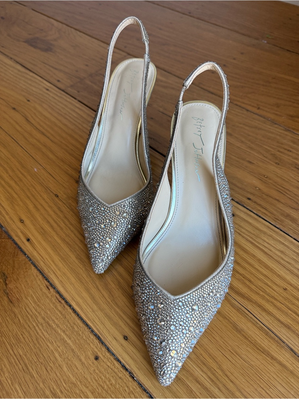 Betsey Johnson Champagne Crystal Slingback Heel